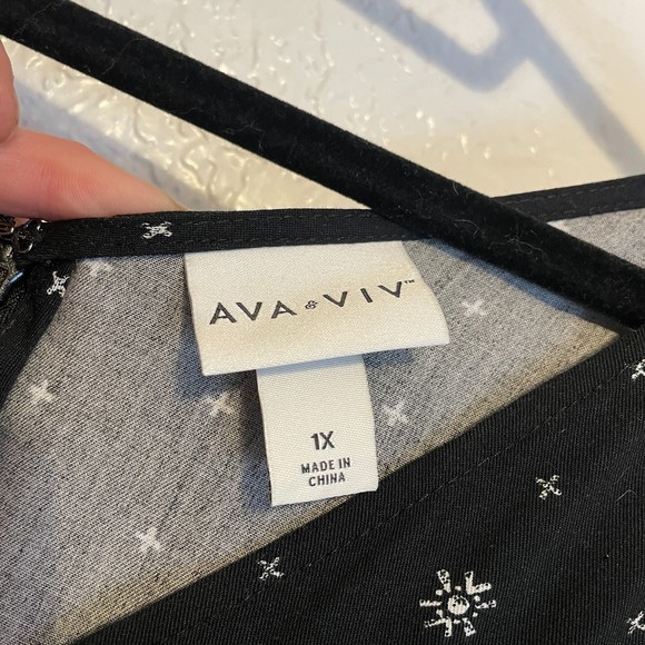 🌻Ava & Viv {1X} Black/White Sleeveless Pantsuit/Jumpsuit Wide Leg - Picture 9 of 9